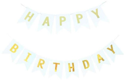 Baner Girlanda HAPPY BIRTHDAY Biały 20x16cm