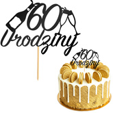 Topper na Tort 60 URODZINY Party CZARNY