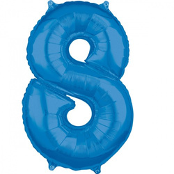 Balon foliowy 26" niebieski cyfra "8", 1 szt.