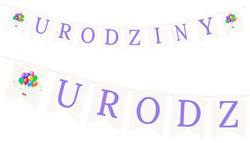Baner URODZINY Fioletowy Balony, 1kpl.