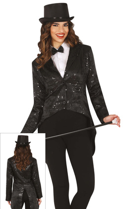 Czarny FRAK z Cekinami Marynarka Damska, L