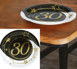 Talerzyki Papierowe 30 URODZINY 23cm 6szt.