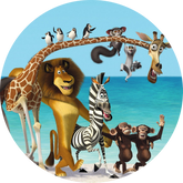 Opłatek tortowy 14 cm, Pingwiny z Madagaskaru