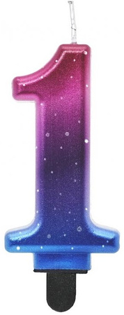 Świeczka na Tort  Cyfra 1 Metalik Nocne Niebo 8cm