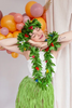 Zestaw Hawajski ZIELONY Kwiaty Aloha Hawaje