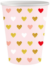 Kubeczki Różowe Serduszka Walentynki 250ml 6szt.