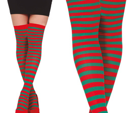 Pończochy Zakolanówki Zielone Czerwone Paski