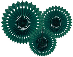 Rozety dekoracyjne Ciemny ZIELONE 20-30cm 3szt.