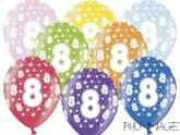 Balony z nadrukiem 8 urodziny, 5 szt. 1 op.