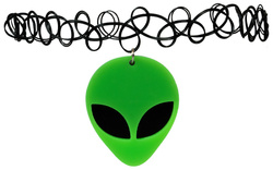 Naszyjnik Choker z Zawieszką UFO Zielony Ufoludek