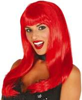 Peruka Długie Proste Czerwone Włosy Królewna Disco