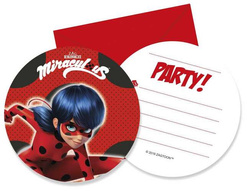 Zaproszenia z kopertami Miraculum 6 szt.