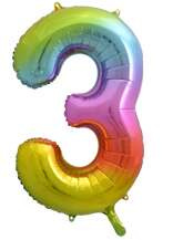 Balon foliowy Cyfra 3, tęczowa, 85 cm