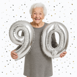 Zestaw Balonów Foliowych Liczba 90, srebrne, 100cm