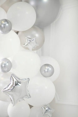 Balony foliowe Gwiazdka, 12cm, srebrny 25szt.