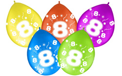 Balony odwrotny nadruk cyfra 8 OSIEM, 5 szt