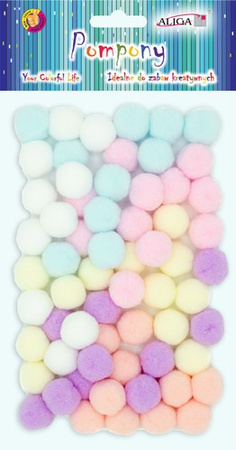 Pompony Pluszowe Pastelowe Mix Kolorów 2cm 60szt.