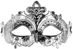 Maska Karnawałowa Wenecka na Oczy SREBRNA 17x9cm