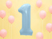 Balon foliowy Cyfra "1", 86 cm, błękitny, 1 szt.