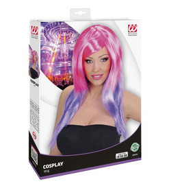 Peruka Gwiazdy Kolorowa Różowa Fiolet Lata 80