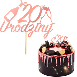 Topper na Tort 20 URODZINY Party RÓŻOWE ZŁOTO