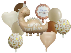 Zestaw Balonów Happy Birthday DINOZAUR Serca 10szt