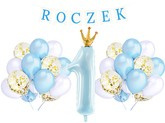 Zestaw na Roczek, balony, baner, Niebieski 1 kpl.