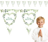 Baner Girlanda Flagietki Komunijny SERCE Liście