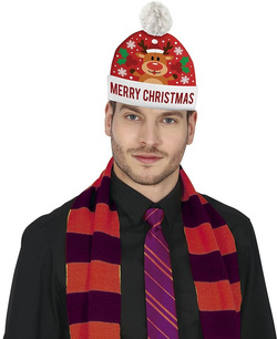 Zimowa Czapka Święteczna z Pomponem Renifer Rudolf