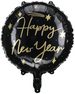 Balon foliowy Happy New Year, 45 cm, czarny