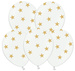 Balony 14" Białe w złote Gwiazdki, 5 szt.