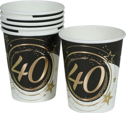 Kubeczki Papierowe 40 URODZINY 240ml 6szt.