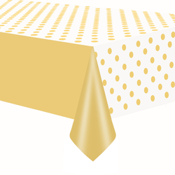 Obrus foliowy złoty chrom w kropki 137x274cm