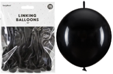 Balony z łącznikiem, 33 cm, czarny 20szt.