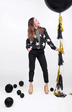 Girlanda Frędzle ZŁOTE Lustrzane CZARNE, 12szt.