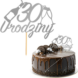 Topper na Tort 30 URODZINY Party SREBRNY