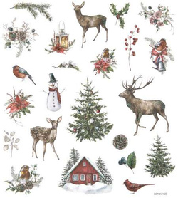 Naklejki Ozdobne z Brokatem ŚWIĘTA Zimowa Natura