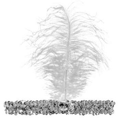 Opaska z piórem Lata 20 srebrna , 1 szt.