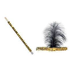 Złoty zestaw Damski Lata 20: opaska, cygaretka