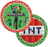 Talerzyki MINECRAFT Gra Pixele Urodziny 23cm 8szt.