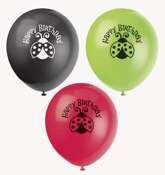 Balony Happy Birthday z Biedronką 30cm, 8 szt.