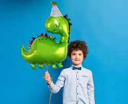 Balon foliowy Dinozaur w czapeczce, 66x80 cm