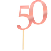 Topper na Tort LICZBA 50 Urodziny RÓŻOWE ZŁOTO