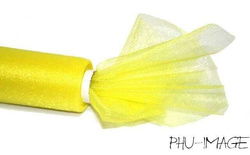 Organza dekoracyjna 48 cm, 1 rolka, żółta