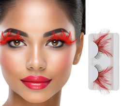 Sztuczne RZĘSY Doklejane CZERWONE PIÓRA, 1 para