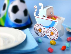 Pudełeczka dla gości Wózeczek, niebieski, 10 szt.