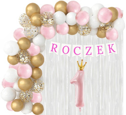 Zestaw Girlanda Balonowa Baner Roczek Różowy