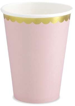 Kubeczki papierowe, j. róż złoty brzeg,220ml,6szt.