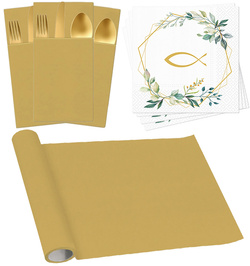 Zestaw RYBA Bieżnik Serwetki Kieszonki Sztućce