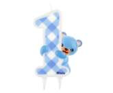 Świeczka Niebieski Miś, cyferka 1, 7,2x12 cm,1szt.